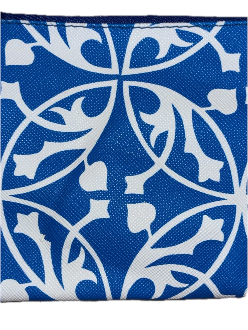 Blue and White Floral Wristlet Cosmetic Pouch